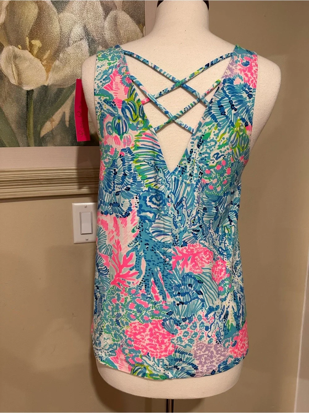 Lilly Pulitzer Kristen Top Multi Sink or Swim Strappy Back Size Medium